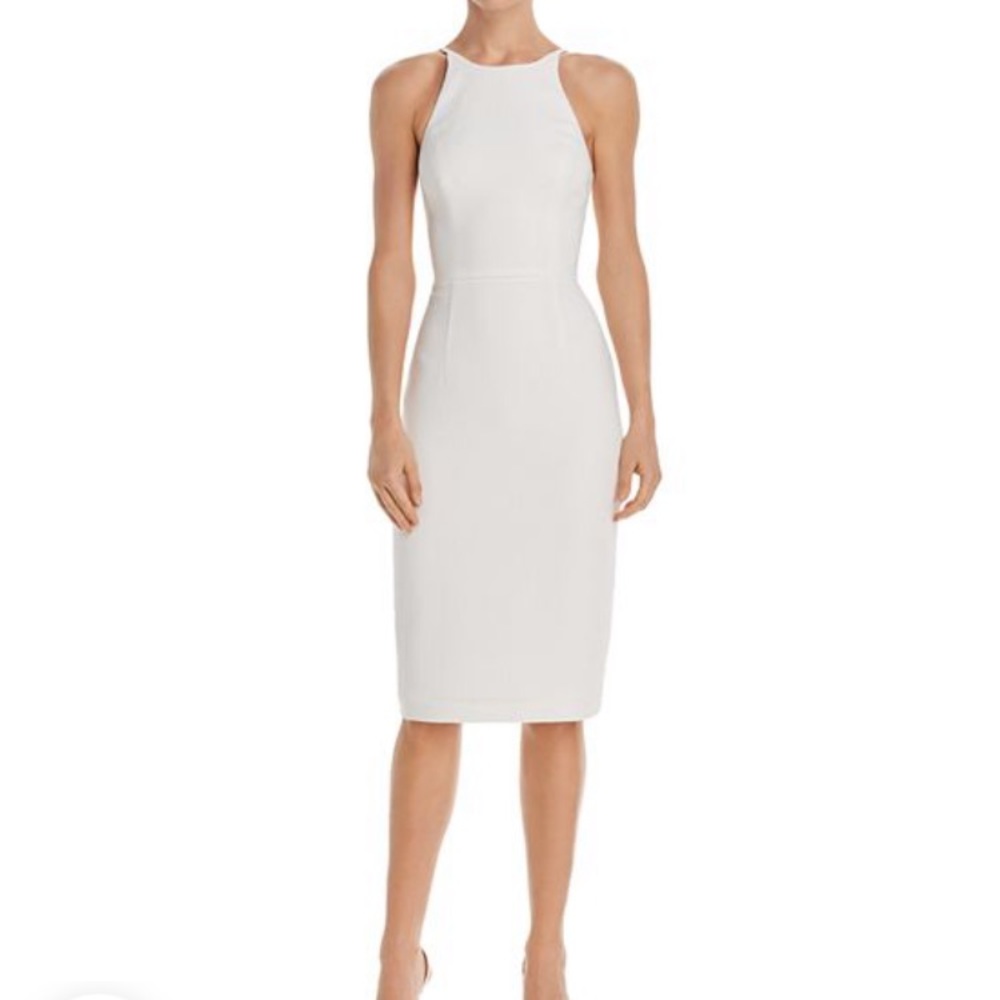 Black Halo White Midi Dress